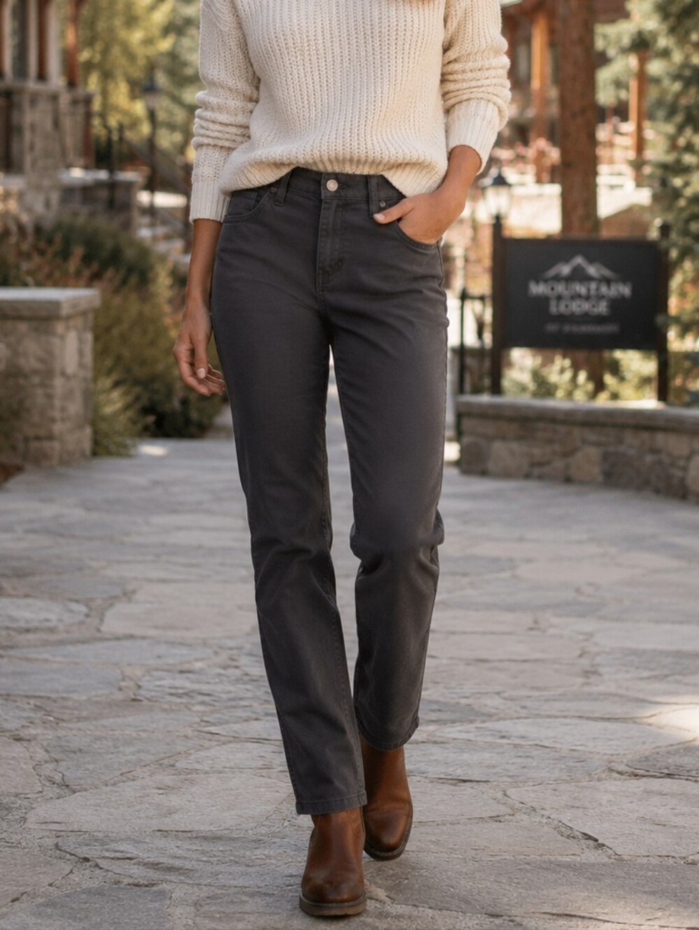 Patagonia Pinyon Pines Pants Charcoal Gray Organic Cotton Twill Size 4
